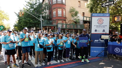 Harlem 5K participants at start line