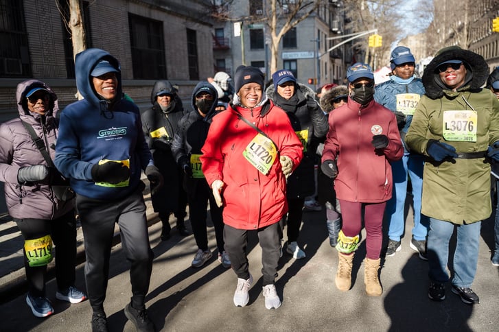 Striders warming up on the streets of Washington Heights