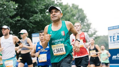 Participant running close up