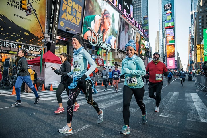 Runners in Time Square at the United Airlines NYC Half
