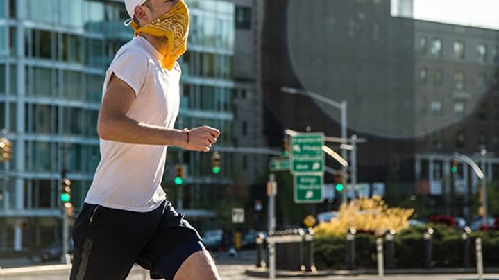 Male runner with bandanna near Prospect Park Brooklyn