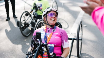 AWD woman at the finish