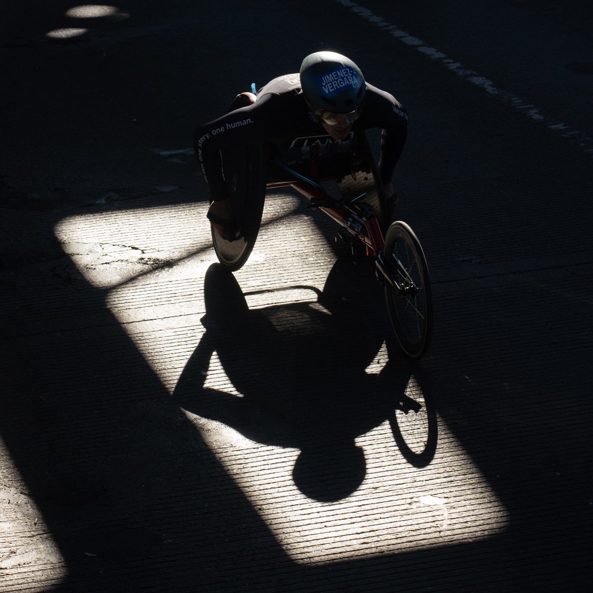 Professional wheelchair athlete in shadows