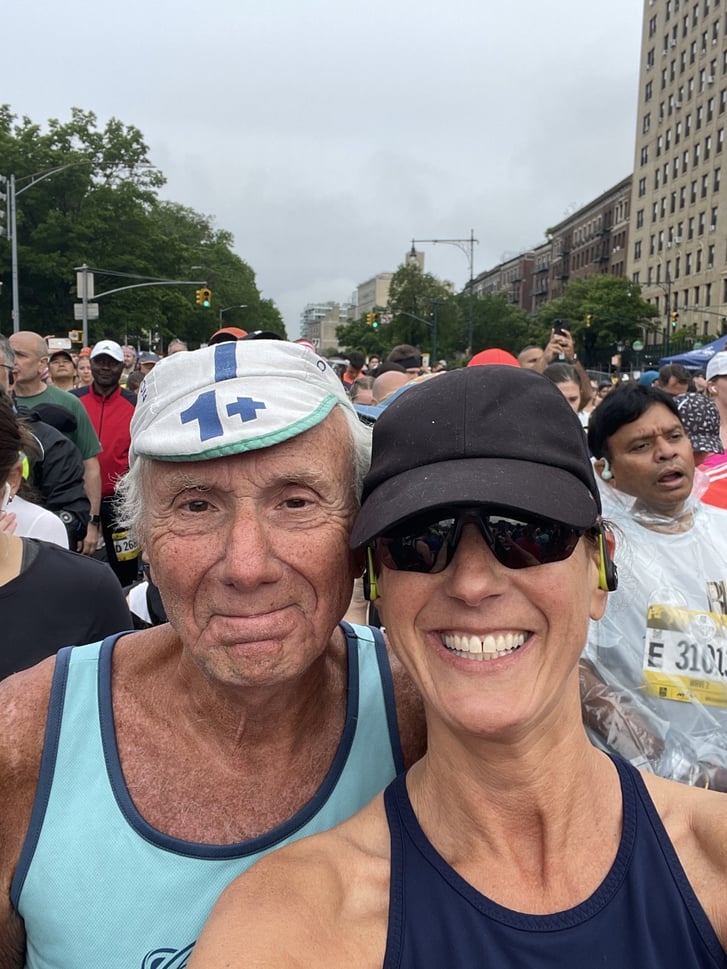 Bob Denker and his daughter at the start of the RBC Brooklyn Half