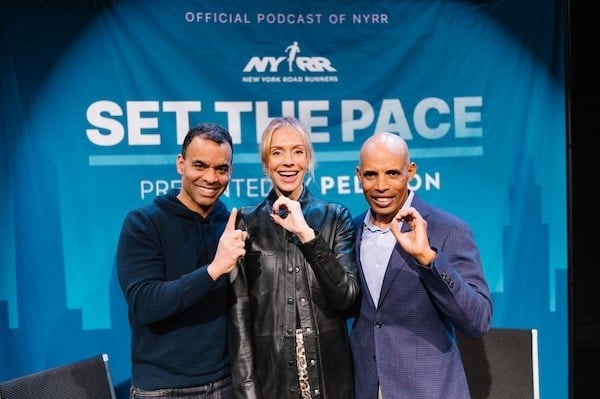Rob, Becs, and Meb at The Public Theater for the 100th episode of Set the Pace