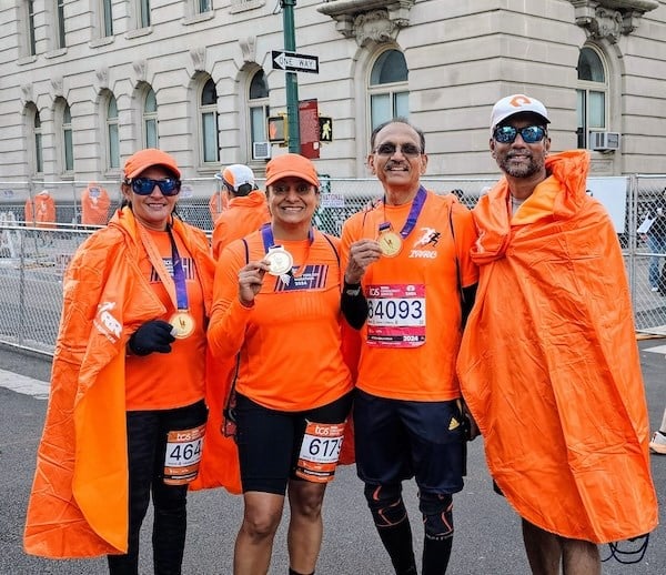 Indian American Run Club members at the TCS New York City Marathon.