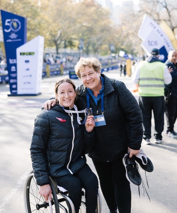 Deborah McFadden with daughter Tatyana McFadden at the TCS New York City Marathon.