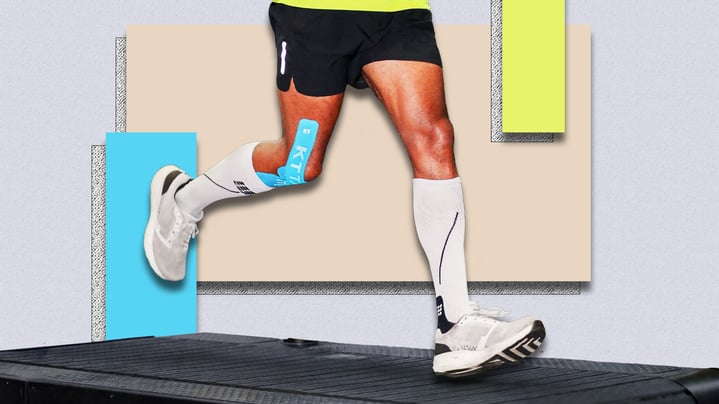 Abstract shot of runners legs and feet on a treadmill