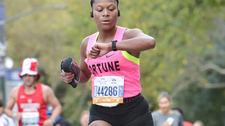 Victoria Fortune running the 2019 TCS New York City Marathon