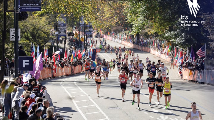 2024 TCS NYC Marathon finishers with TCSNYCM logo overlay