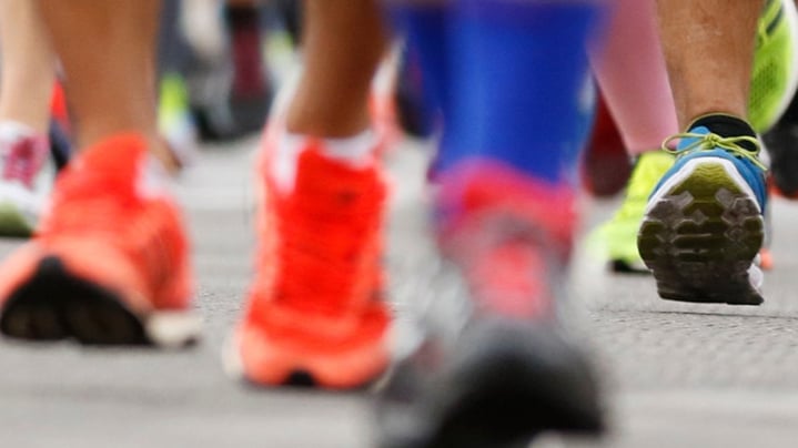 Runners shoes durning a race