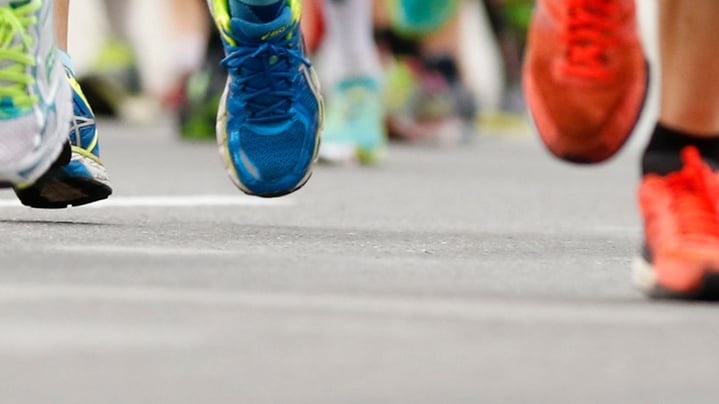 Runners shoes durning a race