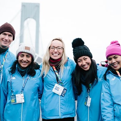 Volunteers at the start of the TCS New York City Marathon