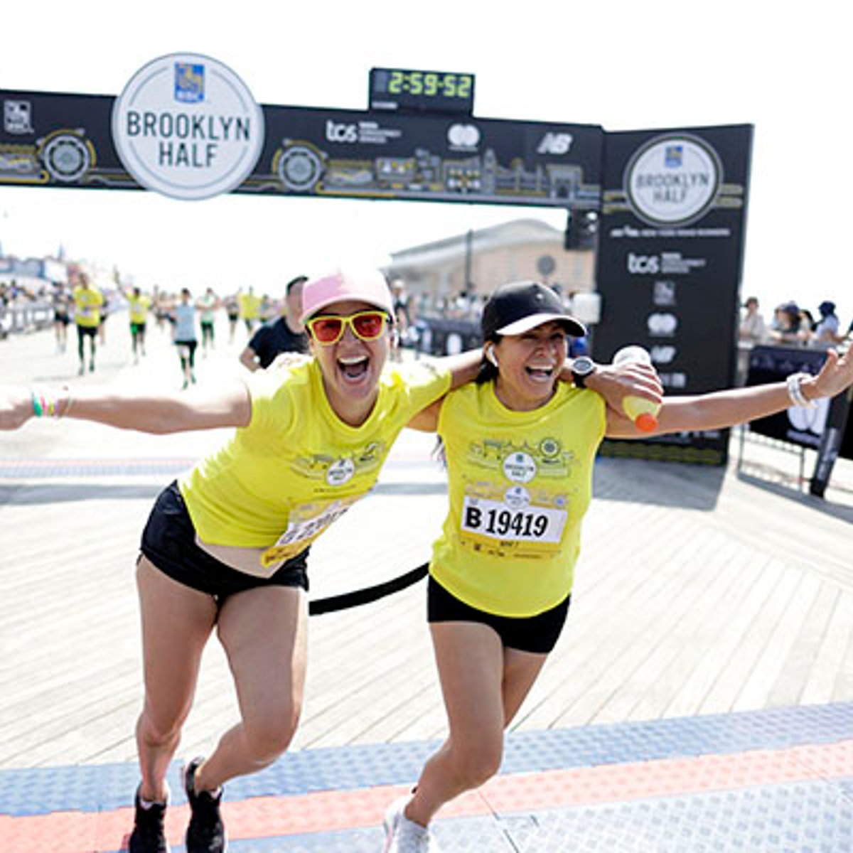 Two women finishing 2022 RBC Brooklyn Half