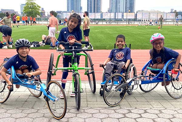RNYRR Wheelchair Training program kids at practice in NYC