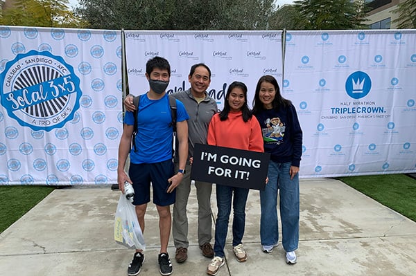 Noon with her family at the Carlsbad Marathon.