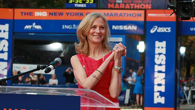 Mary Wittenberg at TCS NYC Marathon opening ceremony