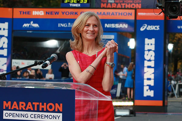 Mary Wittenberg at TCS NYC Marathon opening ceremony
