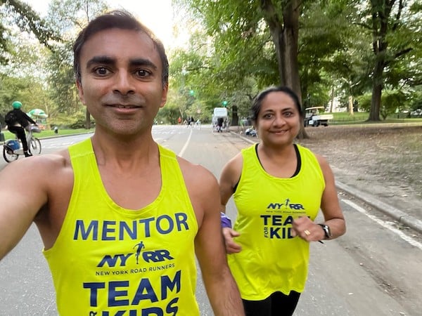 Zubin and Nalini Jariwala on a training run together for Team for Kids.