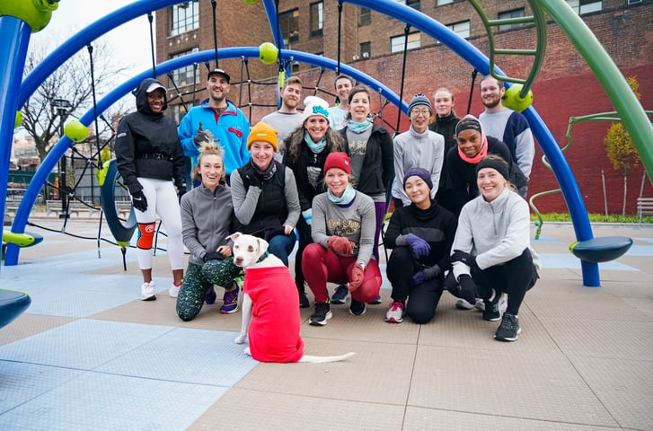 BedStuy Flyers at playground with dog