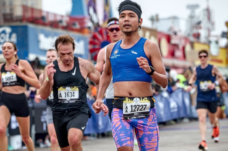 Kester Antiquina finishing 2023 RBC Brooklyn Half