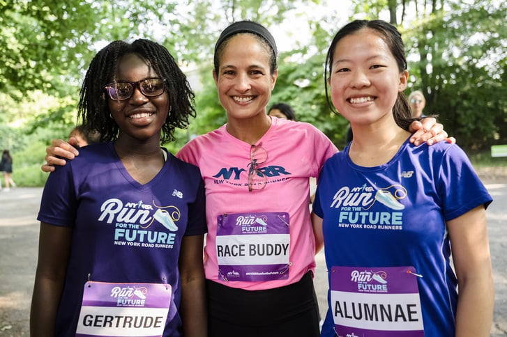Nnenna Lynch posing with two Run for the Future participants