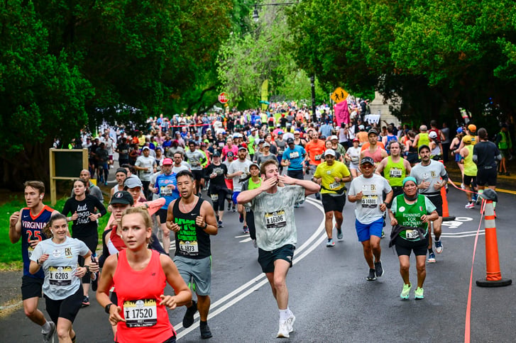 Landscape of 2023 RBC Brooklyn Half runners in Prospect Park