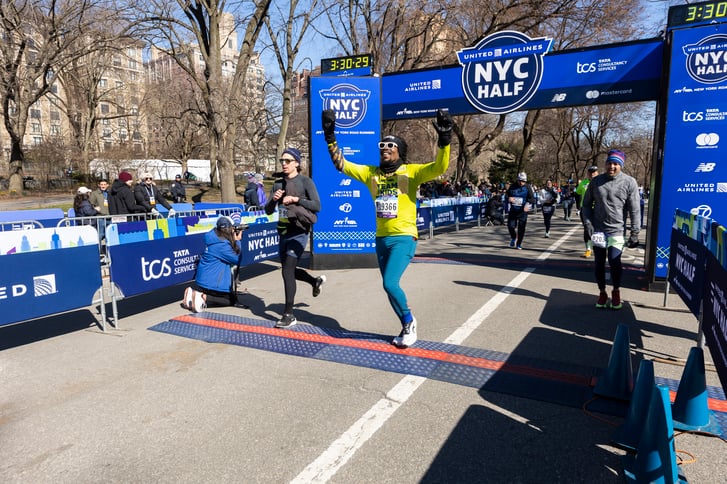 2023 United Airlines NYC Half runners at finish in Central Park
