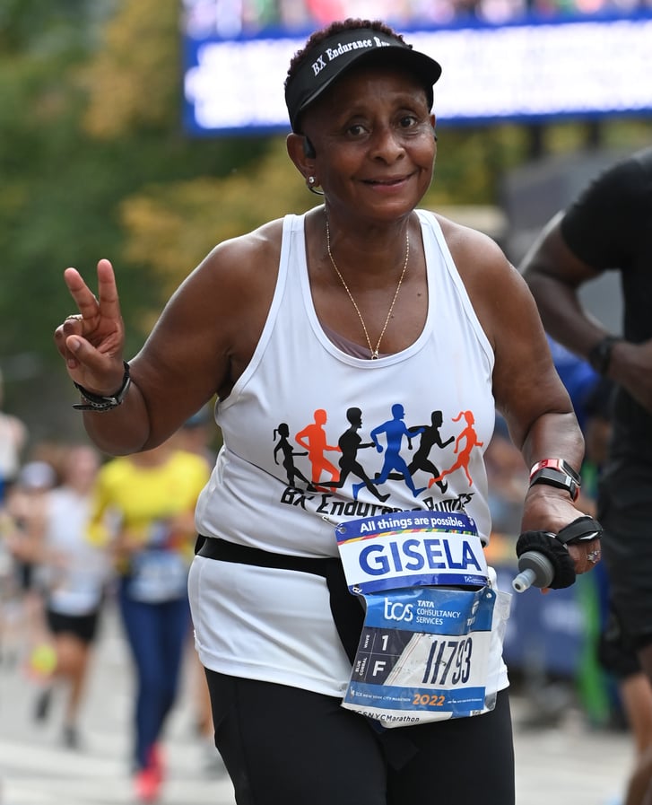 NYRR Striders Coach Gisela Perez on the TCS New York City Marathon course.