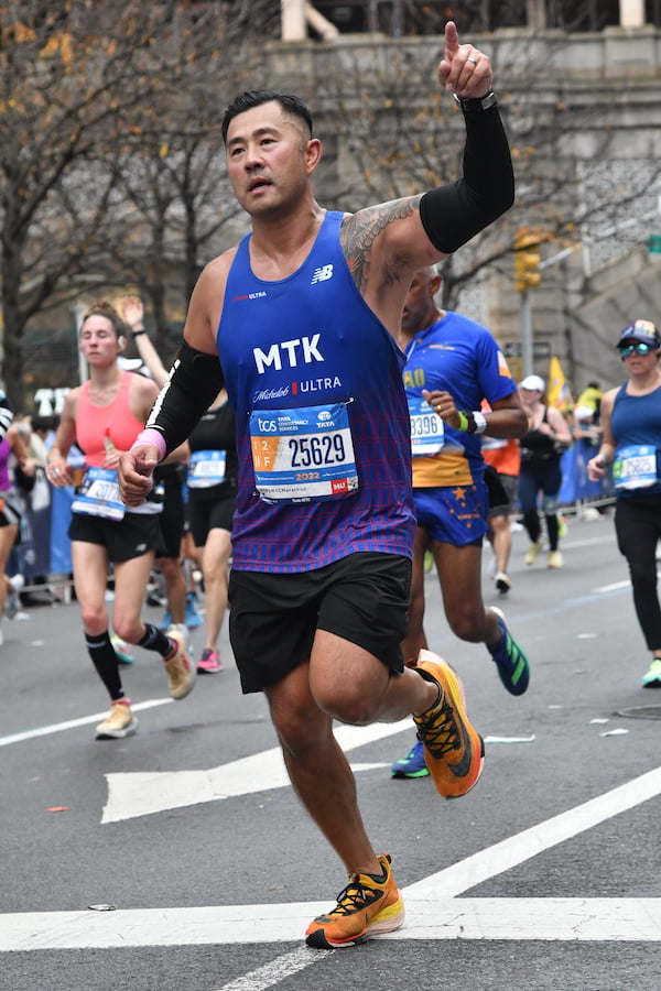 Runner Mike Alcaide on the TCS New York City Marathon course.