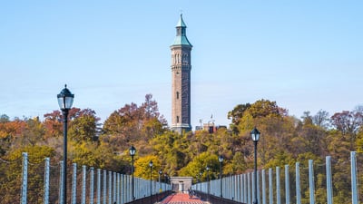 Highbridge Park with tower in background 2018