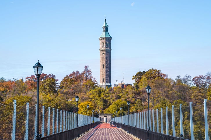 Highbridge Park with tower in background 2018