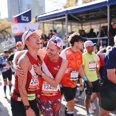 Emotional runners at the TCS New York City finish line.