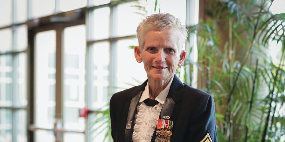 Gretchen Evans in uniform