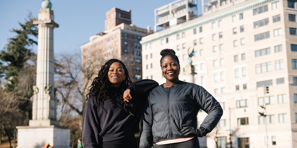 Victoria Fortune and Cheryl Donald outside Prospect Park