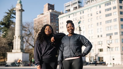 Victoria Fortune and Cheryl Donald outside Prospect Park