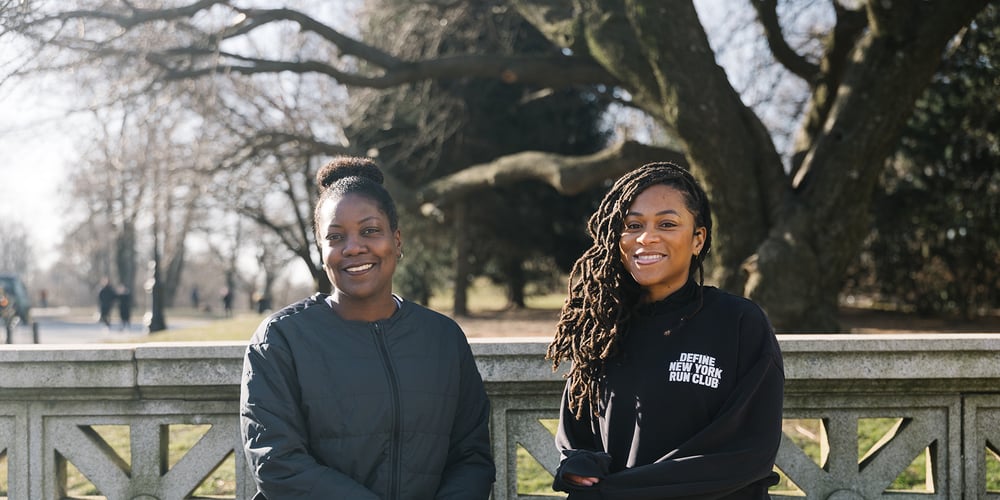 Cheryl Donald and Victoria Fortune sitting in Prospect Park