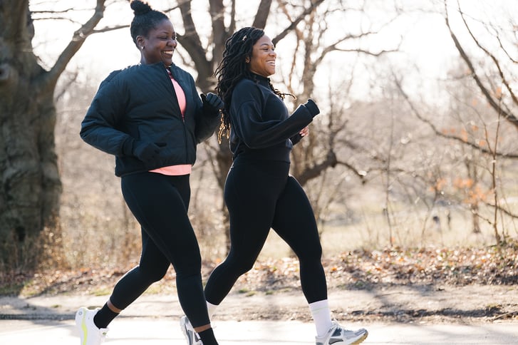 Cheryl Donald and Victoria Fortune running in stride in Prospect Park