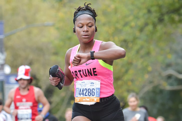 Victoria Fortune running the 2019 TCS New York City Marathon