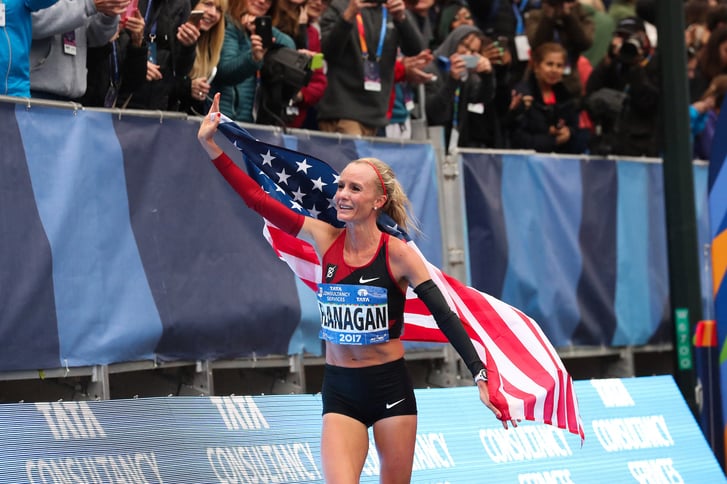 Shalane Flanagan during the NYC marathon