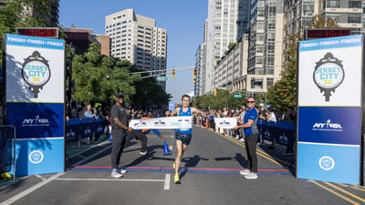 Runners at the 2025 NYRR Jersey City 5K