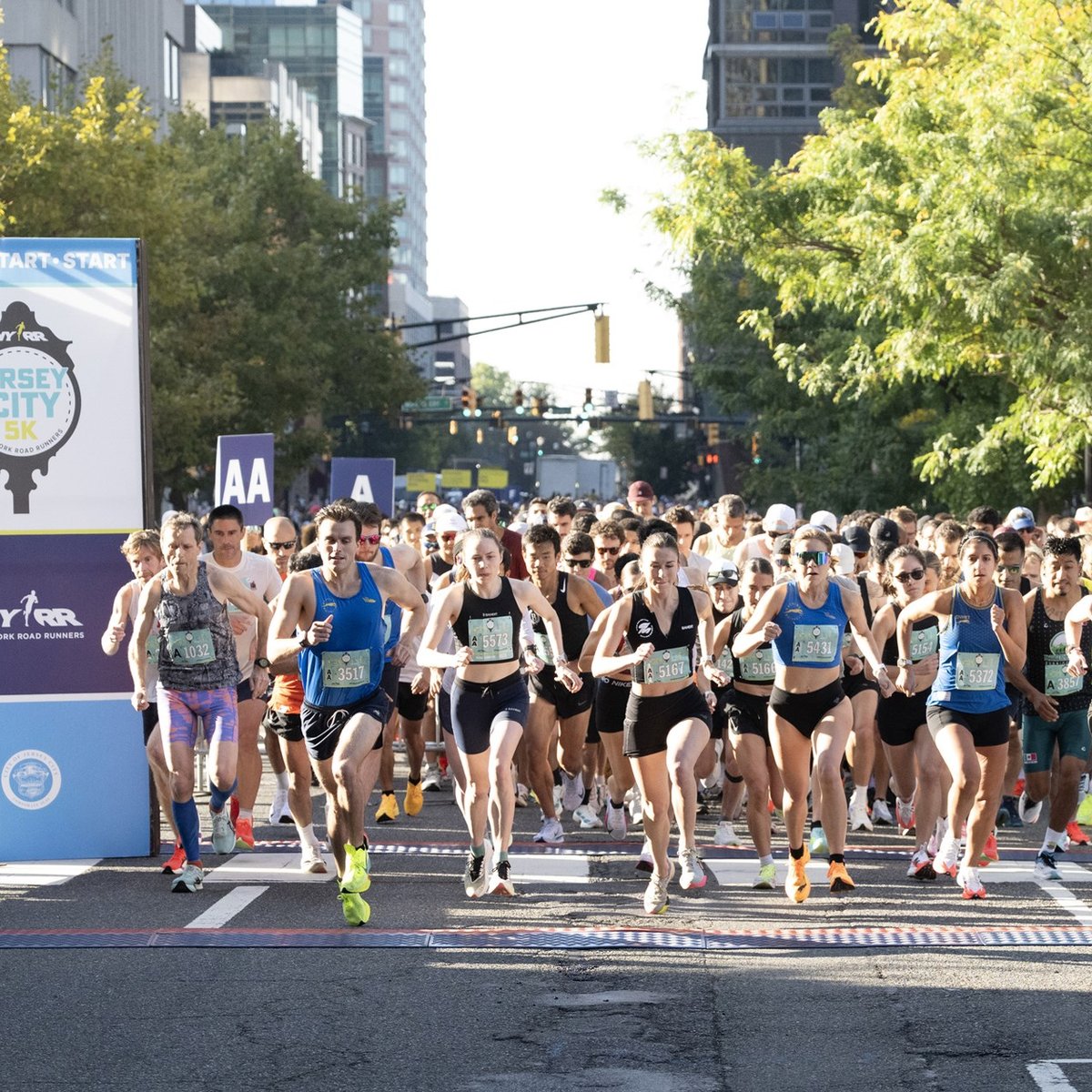 Runners at the 2025 NYRR Jersey City 5K