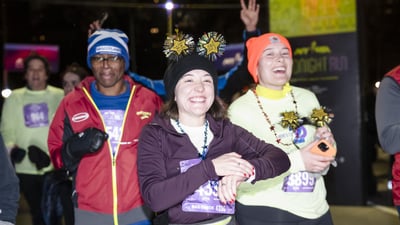 Runners at the 2025 NYRR Midnight Run