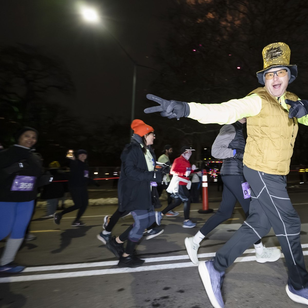 Runners at the 2025 NYRR Midnight Run