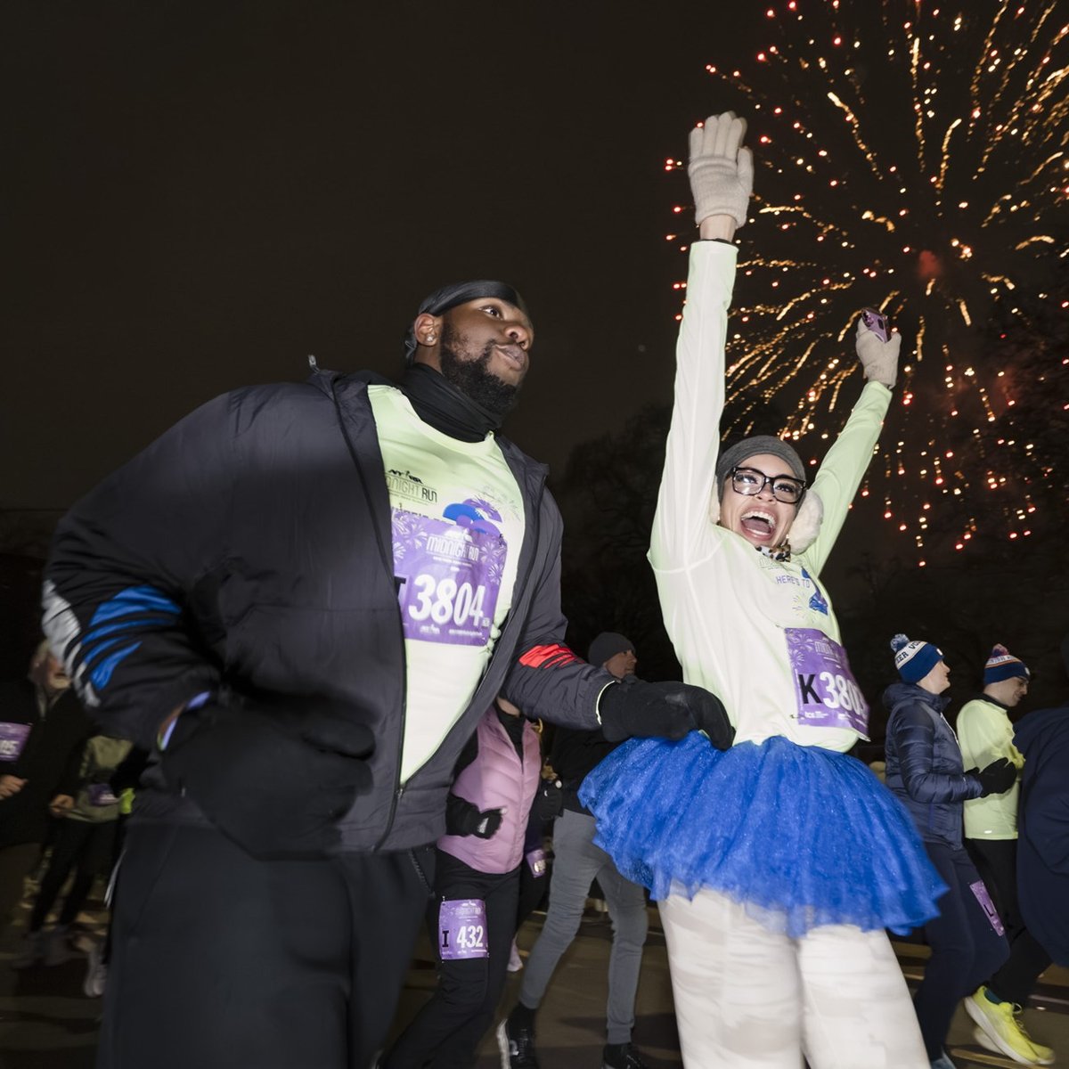 Runners at the 2025 NYRR Midnight Run