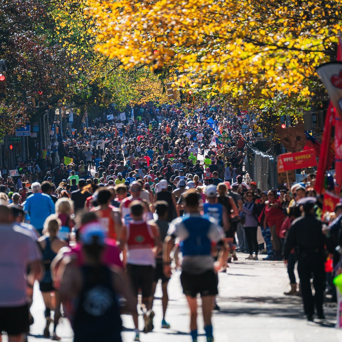 Crowd of runners on the street