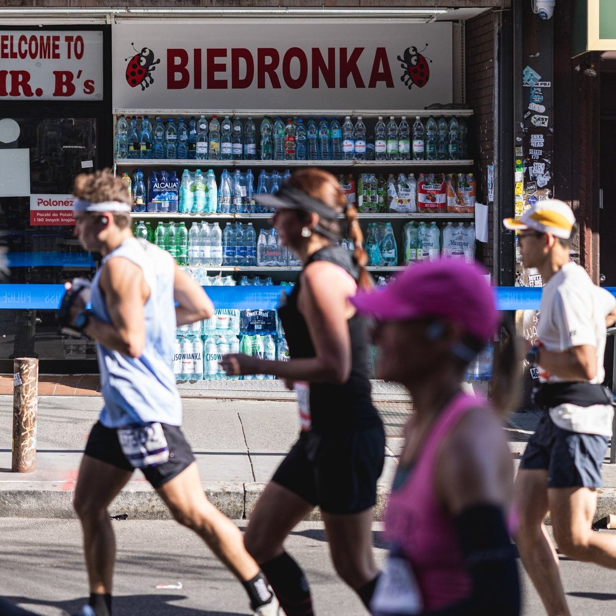 Runners in front of Mr. Bs