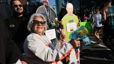 Crowd member with bubble gun