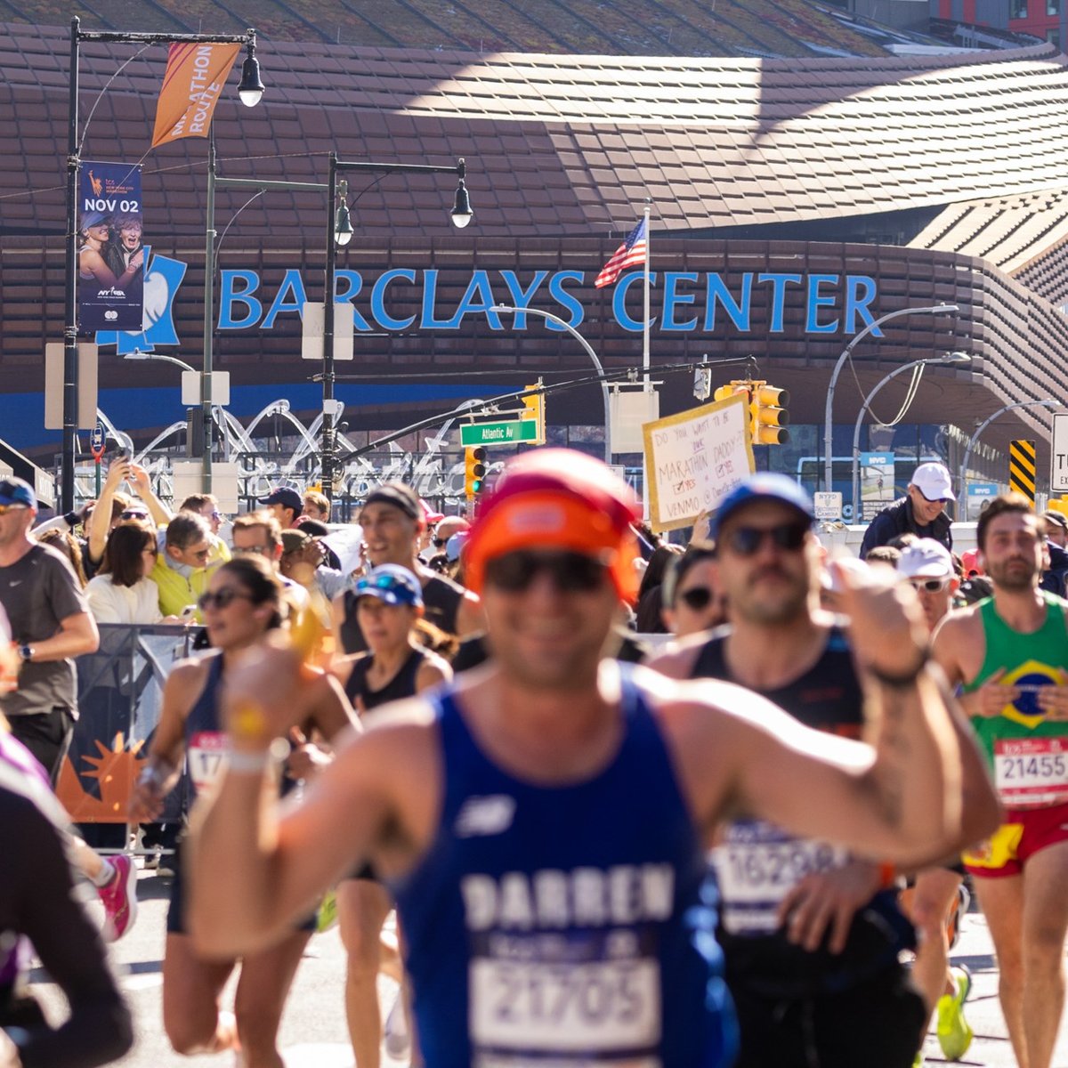 Runners in front of Barclays Center