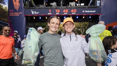 Plogging event as part of TCS New York City Marathon race week